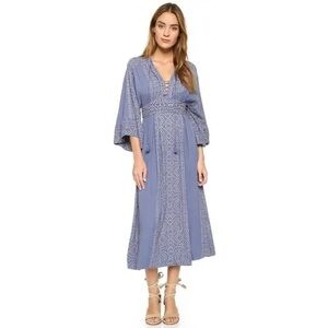 Free People Kimono Sleeve Blue Midi Dress, Size 4